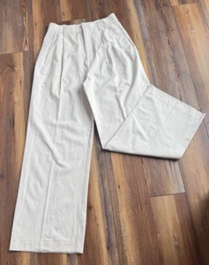 Zara Pants Womens Wide Leg High Rise Cream Business Trousers Ladies Small NEW - Picture 1 of 10