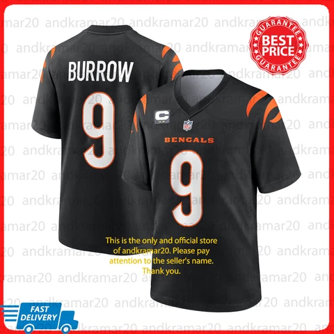 Joe Burrow #9 Cincinnati Bengals 2023-24 Season Black Print Jsy All Size Cover