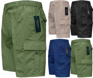 Pantalones cortos lisos de combate de carga cintura elástica para hombre con cremallera mosca 3XL - 5XL por Tom Hagan - Imagen 1 de 6