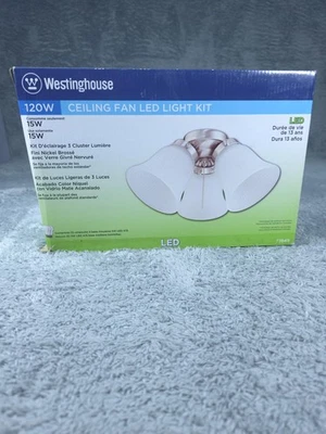 Westinghouse Ceiling Fan LED Light Kit 3 Light Brushed Nickel Frosted Glass 120W - Image 1 of 4
