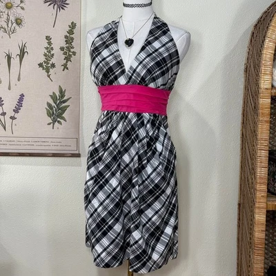 Vestido Babydoll Y2k xadrez amarrar costas cena festa gótica emo princesa punk 9 - Imagem 1 de 4