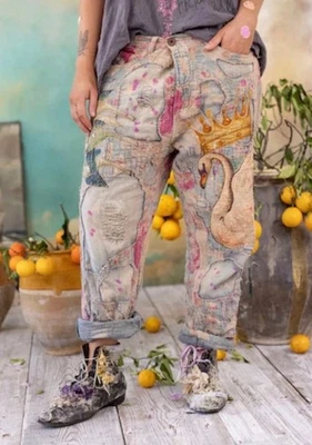 Papel Pintado Magnolia Pearl Miner Denim Nuevo Con Etiquetas Agotado Cisne Foto 1 de 4