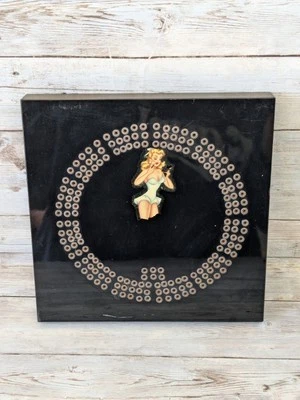 Vintage Solid Acrylic Cribbage Board Pin-up Girls 180 Hole No Pegs - Image 1 of 4