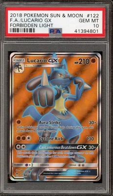 Pokemon Lucario GX Forbidden Light Full Art #122 PSA 10 Gem Mint - Image 1 of 2