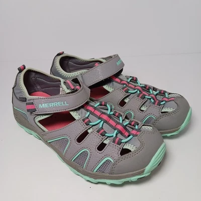 Merrell Big Kid's Hydro H2O Hiker Sandal in Grey/Turquoise MY57961 Size 5M - Image 1 of 4