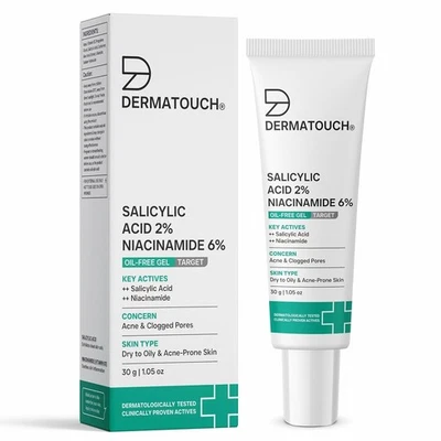 Dermatouch Acido Salicilico 2% Niacinamide 6% Gel Anti-Acne Senza Olio 30gm - Immagine 1 di 3