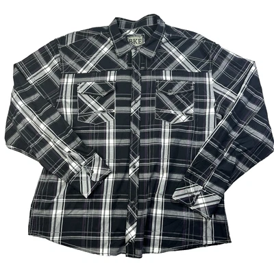 Mens BKE Athletic Fit Long Sleeve Button Up Shirt Pearl Snap Black Size 2XL - Image 1 of 4