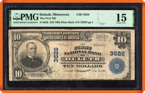 KC- Fr.626 1902 $10 1st NB of Duluth , MN #3626 - Choice Fine 15 by PMG - Picture 1 of 3