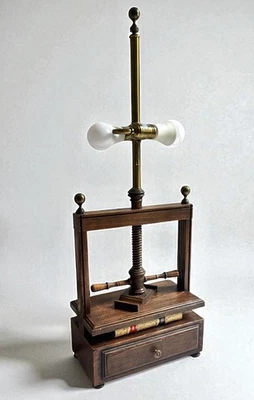 NORMAN PERRY Vintage Mid Century  Wooden Book Press Library Table Lamp  - Image 1 of 4