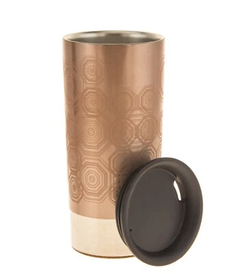 Starbucks Rose Gold Diamond Stainless Steel Travel Tumbler 12 oz Cup Cork Bottom - Image 1 of 4