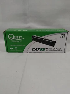 Quest Cabling System 12 port Mini Patch Panel w/89D Bracket Cat 5e  - Picture 1 of 9