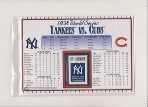 POSTAL SERVICE YANKEES - GIANTS 1938 WORLD SERIES STAT CARD U S TO HONOR YANKEES - Bild 1 von 2