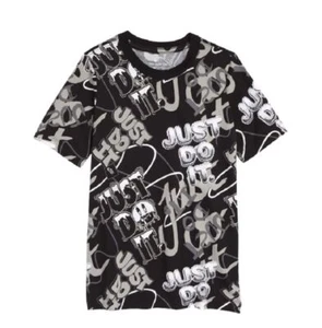 Nike Dri Fit Graffiti All-Over Print Black Short Sleeve T-Shirt Boys Small NEW - Picture 1 of 5