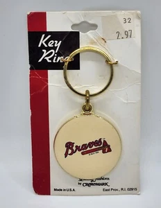 RARE Vintage MLB Atlanta Braves Metal Key Ring Keychain New By Crownmark NOS - Picture 1 of 5