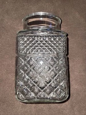 Decorative Glass Canister Jar Hobknob design 4.5x4.5x7.5 - Image 1 of 4