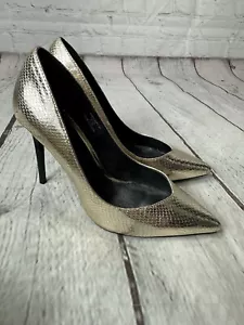 Faith Solo Gold Snakeprint Court High Heel Shoes Womens Size 6/39 Box (B7) - Picture 1 of 10