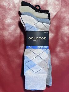 $20 GOLDTOE Dress Socks | 4 Pair | Tan Grey Black Argyle | Shoe 7-12 Sock 10-13