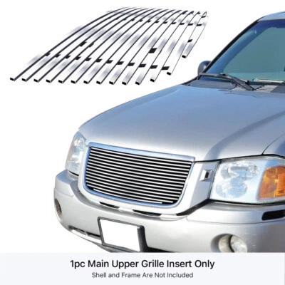 Inserto de rejilla de billet plateado superior principal de acero inoxidable para GMC Envoy 2001-2009 Foto 1 de 4