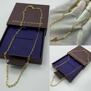 Monica Vinader Paperclip Chain Necklace 18' 18k Gold Vermeil RRP £98 - Picture 1 of 14