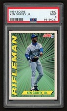 1991 SCORE KEN GRIFFEY JR. #697 RIFLEMAN SEATTLE MARINERS HOF THE KID PSA 9 MINT