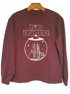 New Foo Fighters UFO Logo Kids Size 12 (XL) Maroon Alt Rock Grohl L/S Tee - Picture 1 of 5