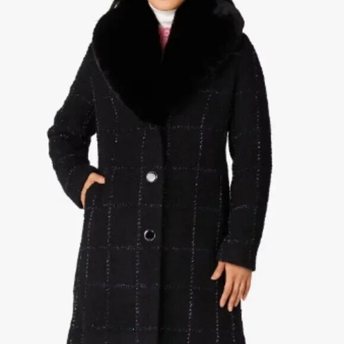 Cappotto di lana Kate Spade Lurex a quadri taglia Large prezzo al pubblico consigliato $699 nuovo con etichette