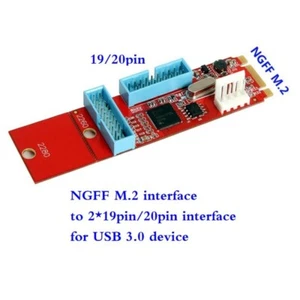 2Port 19Pin USB3.0 to M.2 B M Key Motherboard Adapter Converter Card - Zdjęcie 1 z 8