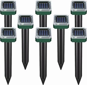 8 pack Solar Power Ultrasonic Repellent Mice Gopher Mole Pest Snake Repeller New - Picture 1 of 17