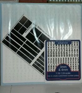 1:24 & 1:18 Classic white black Model Kit Set Number Plates Decal G LGB Scale