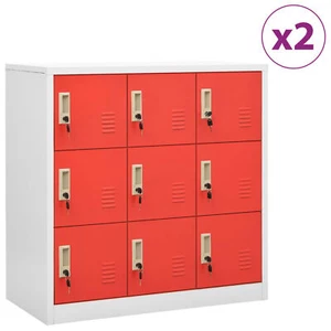 Locker Cabinets 2 pcs Grey and Red 90x45x92.5 Steel V8R8 - Picture 1 of 10