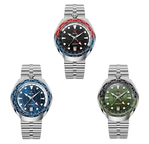RED STAR BULLHEAD Sea Star GMT Dual Time NH34 Automatic Diver Watch 42mm 100M C3 - Picture 1 of 37