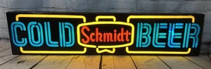 Vintage Schmidt Beer Lighted Sign Cold Beer G Heileman Brewing Co Neon Look - Picture 1 of 9