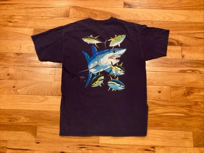Camiseta Guy Harvey Aftco Azul Pesca Tiburón Pez Manga Corta Niños Jóvenes Talla XL Foto 1 de 4
