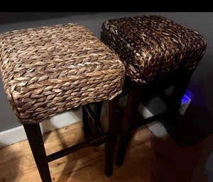 Seagrass Counter Stool Set of 2 Natural Wicker Rattan - Picture 1 of 1