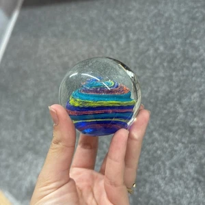 Vintage Paperweight Crystal Colorful Abstract Swirl Glass Orb Collectible Decor - Picture 1 of 14