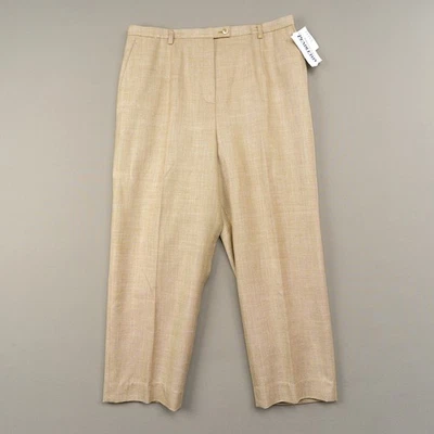 Pantalones de vestir Pendleton para mujer 18 caqui lana rayón seda frente plano forrados nuevos con etiquetas Foto 1 de 4