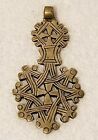 Ethiopian Coptic Cross Pendant African Brass Lovely Woven Latice Work  3"