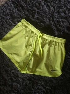 NIKE Women Medium Active Wear Shorts Dri Fit Inside Shorts Lime Green Gray  - Picture 1 of 5