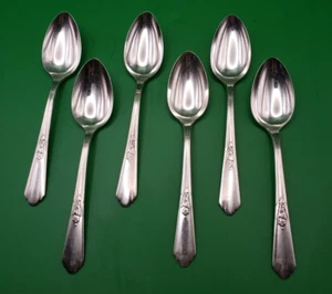 Encore Simeon L George H Rogers Oneida posate placcato argento 6 cucchiaini vintage - Foto 1 di 3