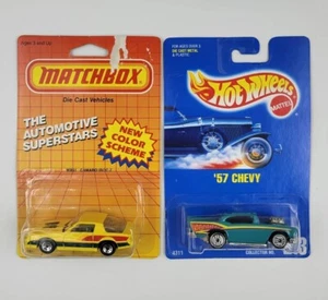 Vintage NEW Toy Car Lot Hot Wheels 213 '57 Chevy & Matchbox Camaro IROC Z SEALED - Picture 1 of 12
