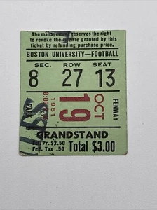 Harry Agganis 4TD 1951 Ticket Boston University Win College Game 55-7 Fenway🏈 - Picture 1 of 3
