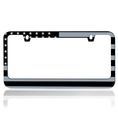 2X Marco de placa de metal mate negro y gris estilo bandera de Estados Unidos Foto 1 de 4