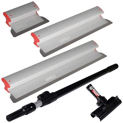Drywall Skimming Blade Set 10" 24" 32” w/ 38.5"-63" Ext Handle | LEVEL5 | 5-441 - Image 1 of 4