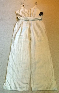 NWT Womens Jumpsuit-BOSTON PROPER-beige 'Side Slit Linen Jumpsuit' wide leg-18 - Picture 1 of 8