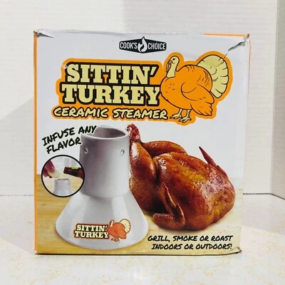 Cooks Choice Sittin’ Turkey Vaporera Cerámica Lata de Cerveza Tostador Nuevo Caja Abierta Foto 1 de 4