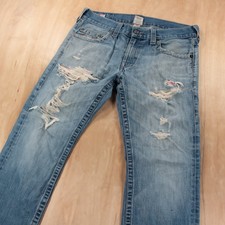 vtg usa made TRUE RELIGION Bobby bootcut jeans sz 34 tag distressed 90s 00s y2k
