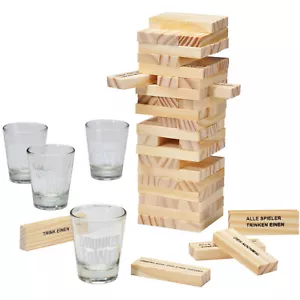 Torre oscilante de madera HI juego de beber juego de habilidad juego de fiesta + 4 vasos - Imagen 1 de 5