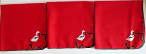 CHRISTMAS THREE EMBROIDERED GOOSE NAPKINS 18.5" X 21" USE OR CRAFTS NEVER USED - Picture 1 of 5