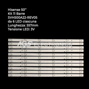KIT 11 BARRAS TIRA TV LED HISENSE 50 SVH500A22-REV05 LED50EC280JD LED50K - Imagen 1 de 1