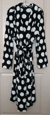 Roupão de banho feminino Cabernet preto bolinhas com cinto e bolsos tamanho M - Imagem 1 de 4